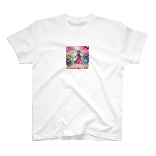 桜の花びらが舞っている愛らしい雰囲気の写真です スタンダードTシャツ