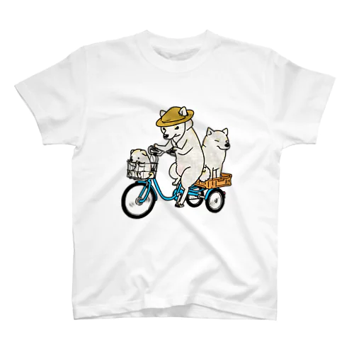 三輪自転車に乗る柴犬たち（白柴） スタンダードTシャツ