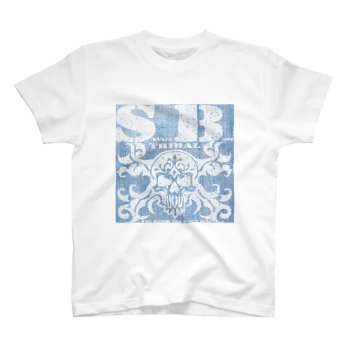 SKULL&BONE TRIBAL GRUNGE WHT ON DENIM スタンダードTシャツ