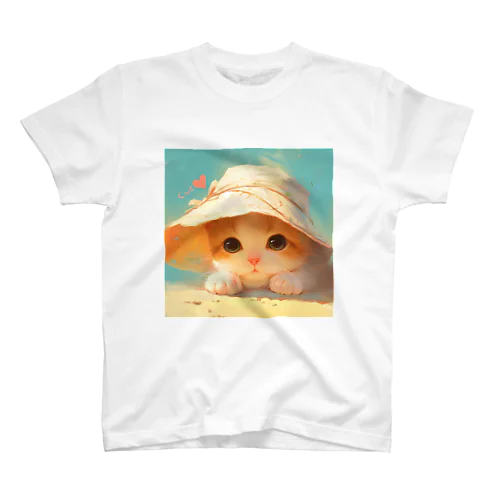 帽子をかぶった可愛い子猫 Marsa 106 スタンダードTシャツ