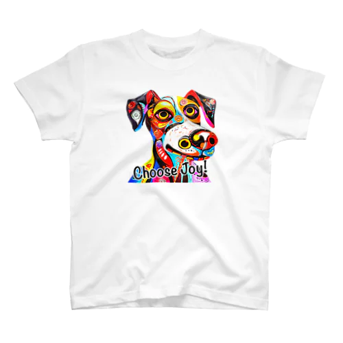 華やかな色合いが目を引く可愛らしい犬 Regular Fit T-Shirt