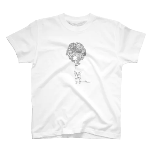 幸せのネズミさんグレーライン Regular Fit T-Shirt