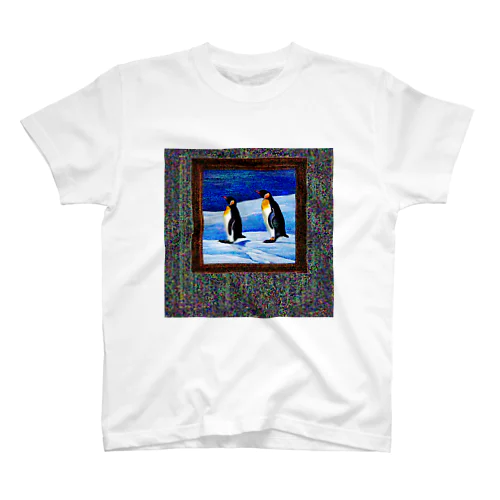 絵画として描かれたペンギンたちと、ノイズ スタンダードTシャツ