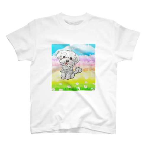 犬と花畑 Regular Fit T-Shirt