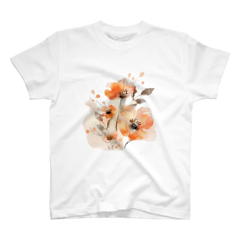 水彩風の花イラスト Regular Fit T-Shirt