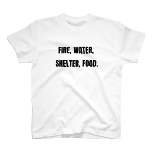 Fire, water, shelter, food.（貴重なタンパク源） Regular Fit T-Shirt