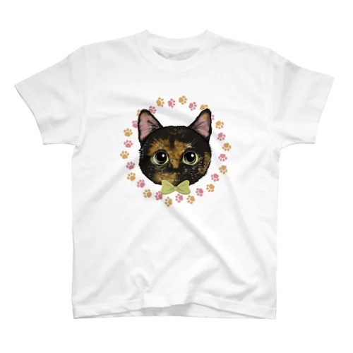 サビ猫のタビさん（足跡ふちどり） スタンダードTシャツ