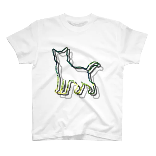 立ち上がる枠ねこ_緑 Regular Fit T-Shirt