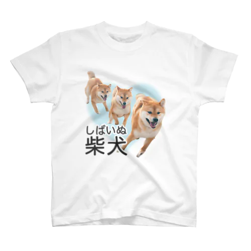 走る柴犬_水色ハート スタンダードTシャツ