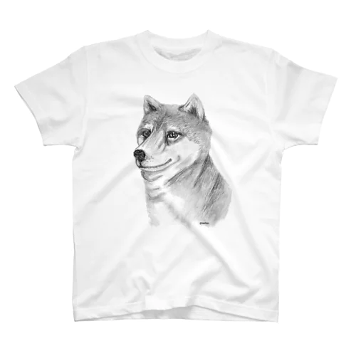 柴犬　モノクロアート犬 Regular Fit T-Shirt