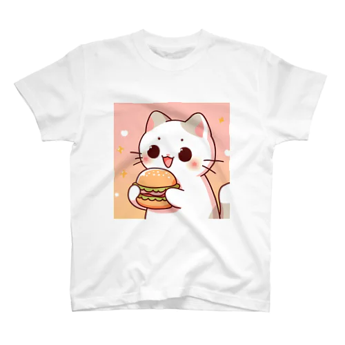 ハンバーガー好きな猫ちゃん スタンダードTシャツ