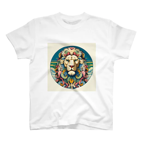 浮世絵風　ライオン（顔）"Ukiyo-e style lion (face)."  "浮世繪風格的獅子（臉）。" スタンダードTシャツ