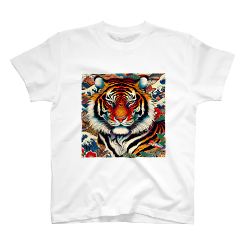 浮世絵風　虎（顔）"Ukiyo-e style tiger (face)."  "浮世繪風格的虎（臉）。 Regular Fit T-Shirt