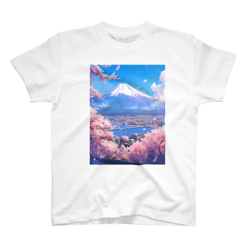 富士山と桜 Regular Fit T-Shirt