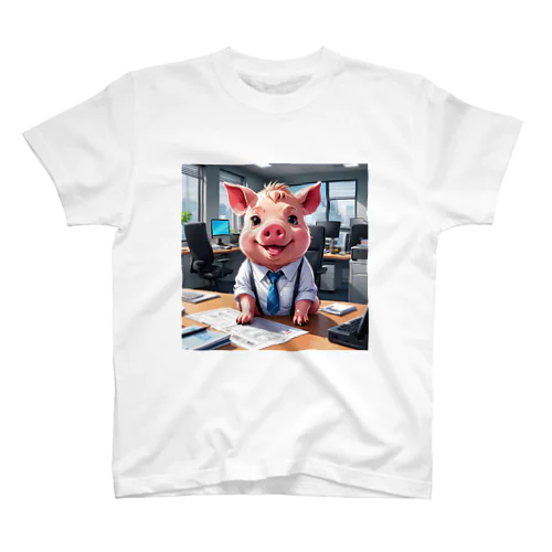 社内のスキルアップを促進するミニブタ Regular Fit T-Shirt