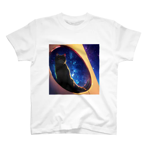 風景_星空と猫002 スタンダードTシャツ