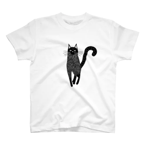 黒豹みたいにイケメンな黒猫　尻尾曲がりver Regular Fit T-Shirt