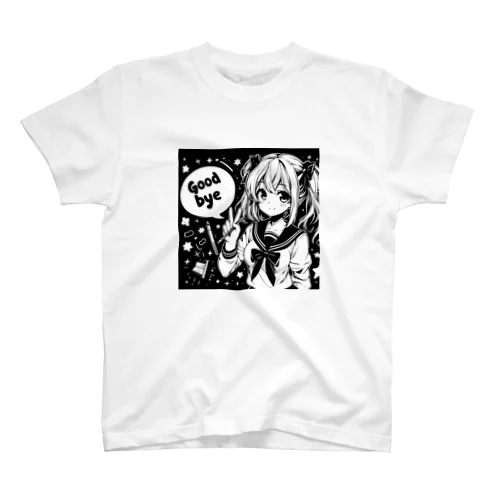 シュールでキュートな白黒アニメ風イラスト！ スタンダードTシャツ