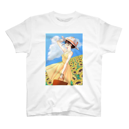 夏色麦わら少女 Regular Fit T-Shirt