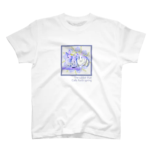 春を呼ぶうさぎ BLUE［スタンダードTシャツSUZURI］ Regular Fit T-Shirt