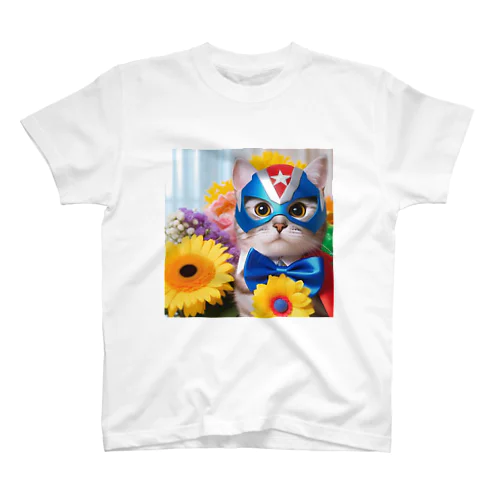 ネコ仮面ニャンダーの「FLOWERS FOR YOU.」 Regular Fit T-Shirt