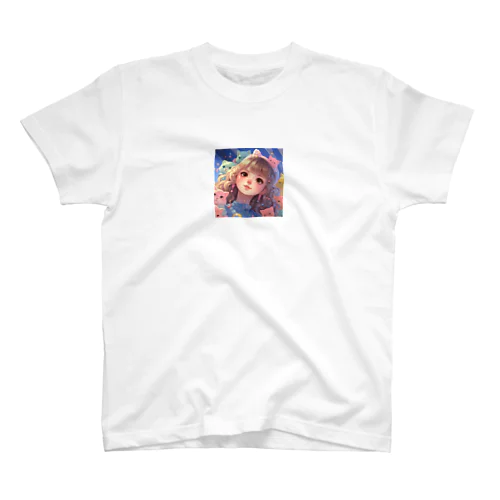 たくさんの猫と女の子 Regular Fit T-Shirt