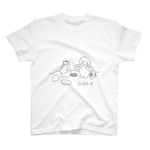 ふるもーすビーバーとビーすけ雲遊びモノクロイラストTシャツ Regular Fit T-Shirt
