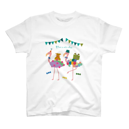 双子フラミンゴのパーティー スタンダードTシャツ