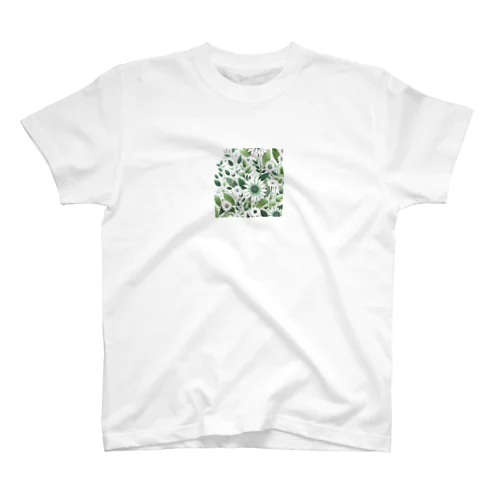 数学的で洗練されたデザインの白と緑の花 スタンダードTシャツ