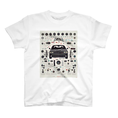 クラシックマッスルカーの解剖学：レトロ自動車アート スタンダードTシャツ