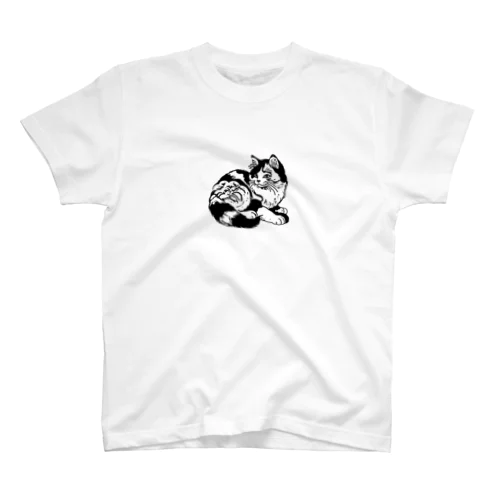 浮世絵の三毛猫　白黒 Regular Fit T-Shirt