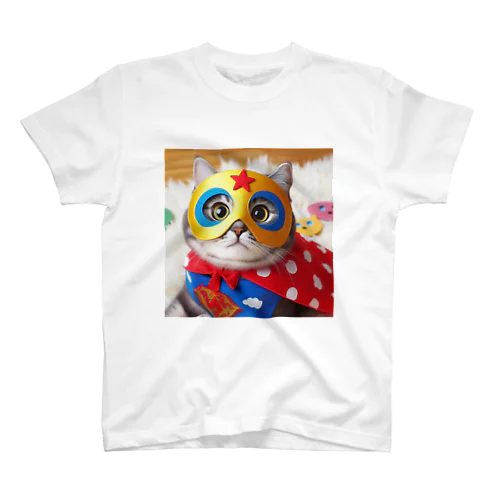 ネコ仮面ニャンダーの「こっち見たよ!」 スタンダードTシャツ