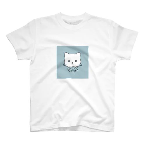 たい(やき)をつけたねこ【ブルー】 スタンダードTシャツ