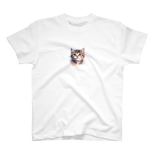 かわいい猫の水彩画イラスト スタンダードTシャツ