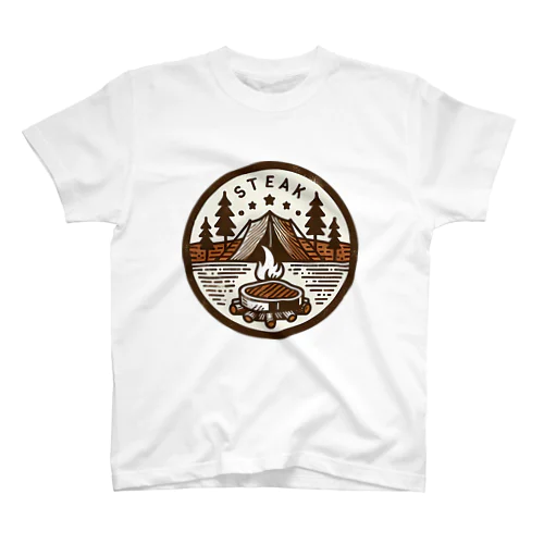 Camping Steak（キャンピング・ステーキ）04テントとステーキ スタンダードTシャツ