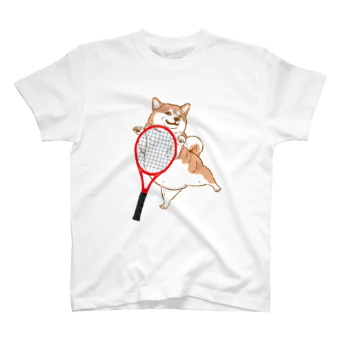 テニスラケットと柴犬 スタンダードTシャツ