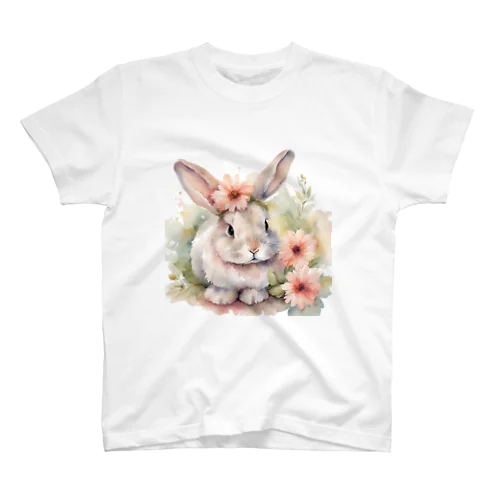 花とうさぎ Regular Fit T-Shirt