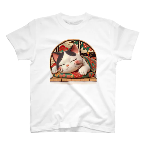 浮世絵風　カラフルな眠り猫"Ukiyo-e Style: Colorful Sleeping Cat" "浮世绘风格：色彩丰富的睡猫" Regular Fit T-Shirt