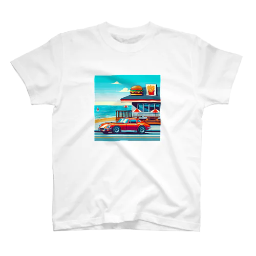 車　レトロ　スポーツカー　ハンバーガー スタンダードTシャツ