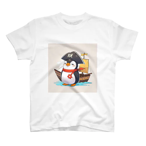 おもちゃの海賊船に乗ったかわいいペンギン スタンダードTシャツ