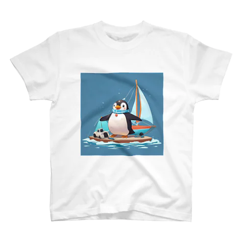 おもちゃのヨットでかわいいペンギンに出会おう スタンダードTシャツ