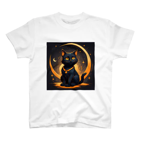 black cat in the moonlight② Regular Fit T-Shirt