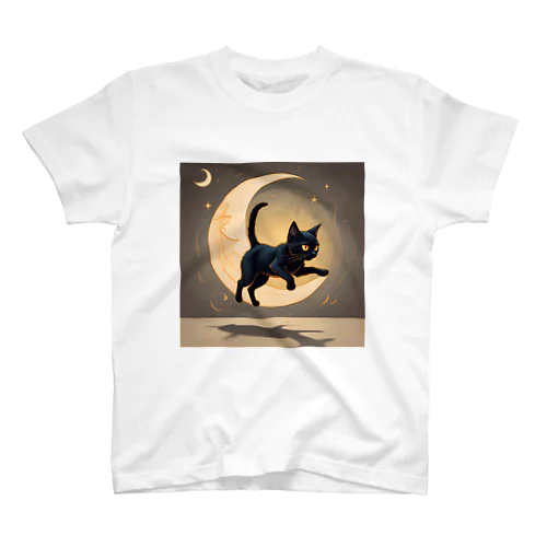 black cat in the moonlight③ Regular Fit T-Shirt