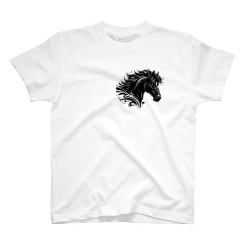 黒い馬 Regular Fit T-Shirt