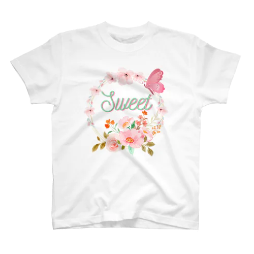 「花と蝶シリーズ」SweetなTシャツとグッズ達 Regular Fit T-Shirt