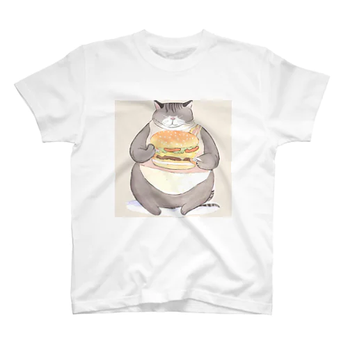 デブ猫ベイク、ハンバーガーを食らう。 スタンダードTシャツ