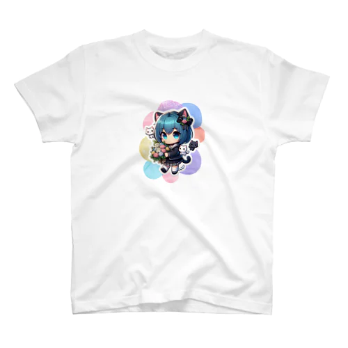 猫耳少女と猫たち スタンダードTシャツ