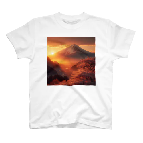 夕暮れの富士山 スタンダードTシャツ