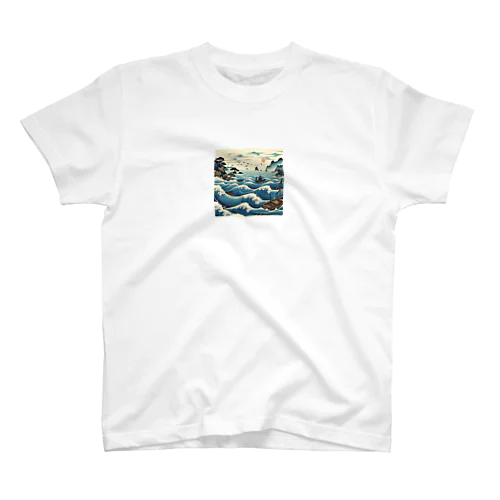 波打ち際に立つ浮世絵 Regular Fit T-Shirt