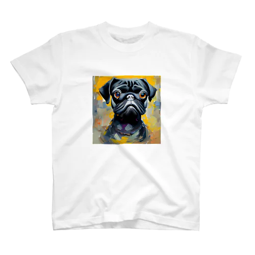 AI作品「黒パグ　芸術　都会的　油絵」 Regular Fit T-Shirt